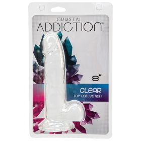 Crystal Addiction Dong W/ Balls-Clear 8"