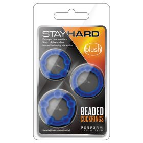 Stay Hard Beaded Cockrings-Blue 3Pk