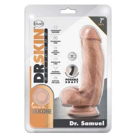 Dr. Skin Silicone Dong with Suction Cup-Dr. Samuel Vanilla 7"