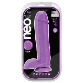 Neo Elite Silicone Dual Density Cock with Balls-Neon Purple 10"