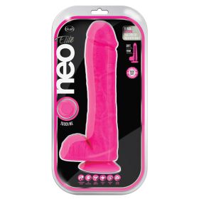 Neo Elite Silicone Dual Density Cock with Balls-Neon Pink 11"