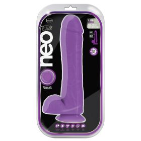 Neo Elite Silicone Dual Density Cock with Balls-Neon Purple 11"