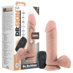 Dr. Skin Silicone Dr. Beckham Thumping Dildo with Remote-Vanilla 7"