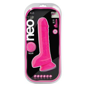 Neo Elite Silicone Dual Density Cock with Balls-Neon Pink 9"