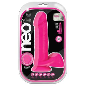 Neo Elite Silicone Dual Density Cock with Balls-Neon Pink 8"