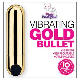 Pink Pussycat Vibrating Bullet-Gold