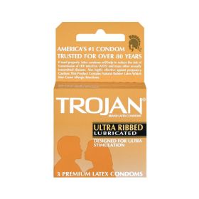 Trojan Ultra Ribbed Lubricated Condoms 3 Pack