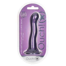 Ouch! Ultra Soft Silicone Curvy G-Spot Dildo-Metallic Purple 7"