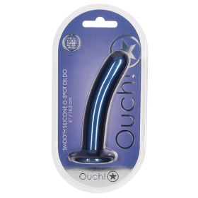 Ouch! Smooth G-Spot Dildo-Metallic Blue 6"