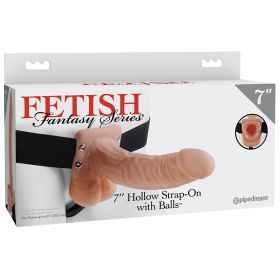 Fetish Fantasy Series Hollow Strap-On with Balls-Vanilla 7"