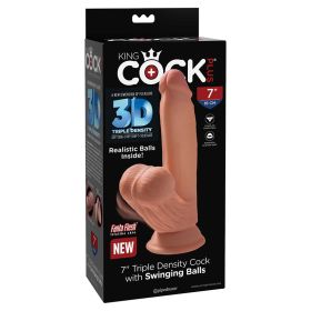 King Cock Plus Triple Density Cock With Swinging Balls-Tan 7"