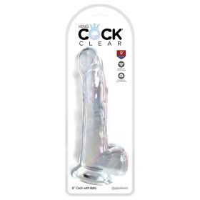 King Cock Clear with Balls-Clear 9"