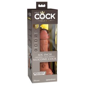 King Cock Elite Dual Density Vibe Silicone Cock-Tan 6"