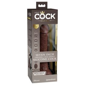 King Cock Elite Dual Density Vibe Silicone Cock-Brown 7"