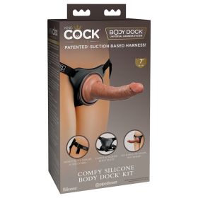 King Cock Elite Comfy Silicone Body Dock Kit-Tan