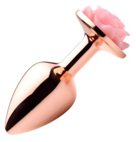 Rose Gold Anal Plug with Pink Flower