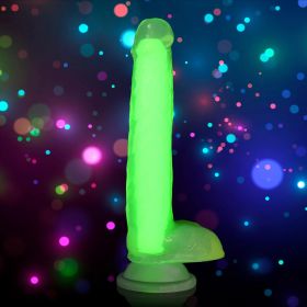 9 Inch Glow in the Dark Silicone Dildo with Balls