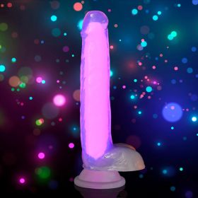 8 Inch Glow in the Dark Silicone Dildo with Balls