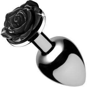 Black Rose Anal Plug (Style/Color/Size: Medium)