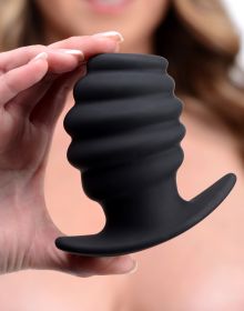 Hive Ass Tunnel Silicone Ribbed Hollow Anal Plug (Style/Color/Size: Large)