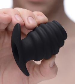 Hive Ass Tunnel Silicone Ribbed Hollow Anal Plug (Style/Color/Size: Small)